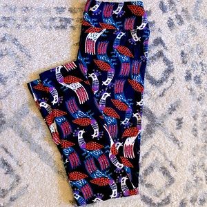 GORGEOUS RARE LuLaRoe Peacock Leggings OS Vintage